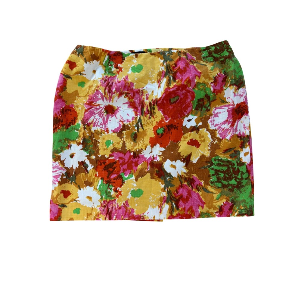 Talbots Pencil Skirt 22WP Multicolor Floral Bright Summer Retro Plus Petite